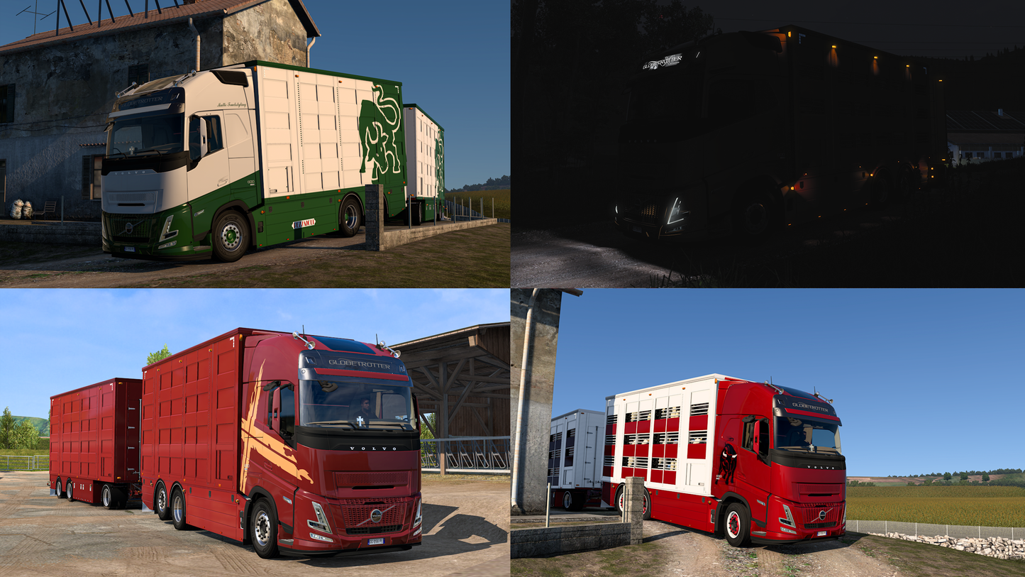 [Pezzaioli Livestock Pack] Volvo FH6 add-on + 3 axle Ownable trailer