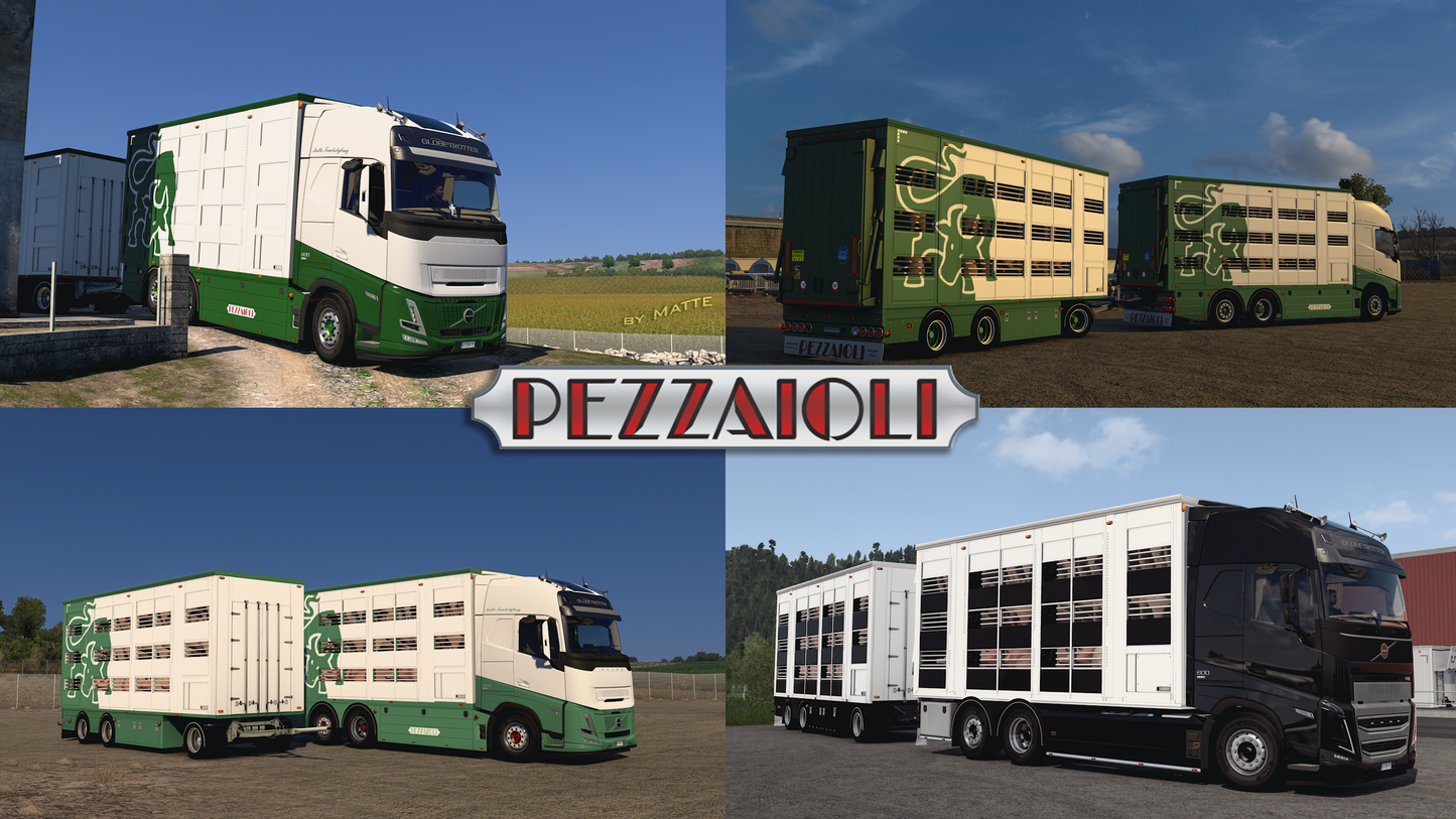 [Pezzaioli Livestock Pack] Volvo FH6 add-on + 3 axle Ownable trailer
