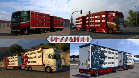 [Pezzaioli Livestock Pack] Scania RJL add-on + 2 axle Ownable trailer