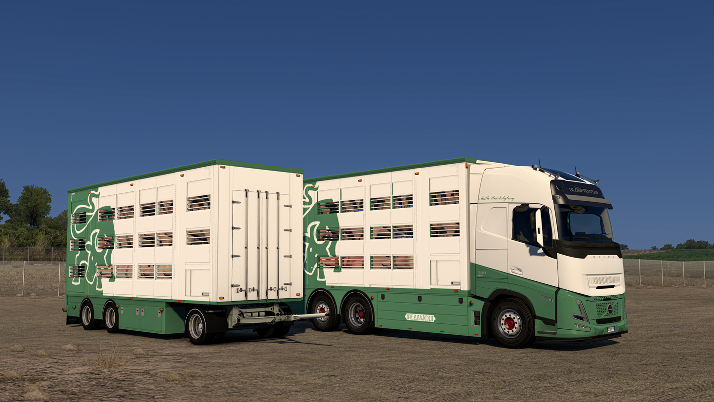 [Pezzaioli Livestock Pack] Volvo FH6 add-on + 3 axle Ownable trailer