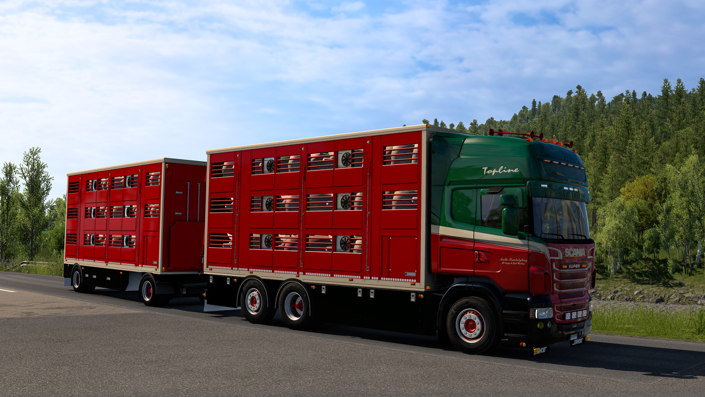 [Pezzaioli Livestock Pack] Scania RJL add-on + 2 axle Ownable trailer