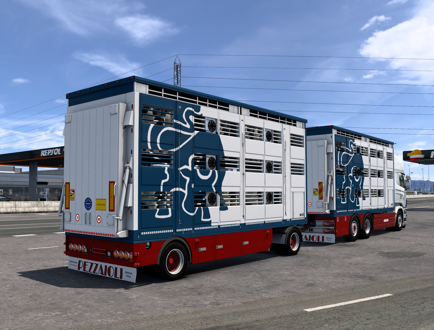 [Pezzaioli Livestock Pack] Scania RJL add-on + 2 axle Ownable trailer