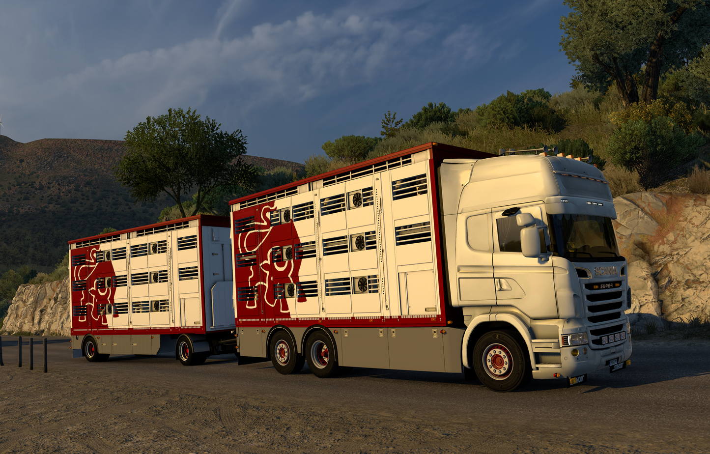[Pezzaioli Livestock Pack] Scania RJL add-on + 2 axle Ownable trailer