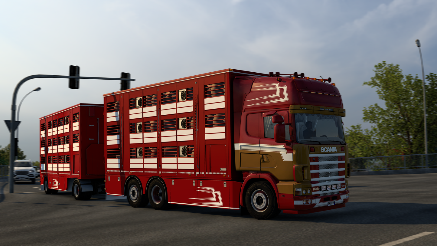 [Pezzaioli Livestock Pack] Scania RJL add-on + 2 axle Ownable trailer